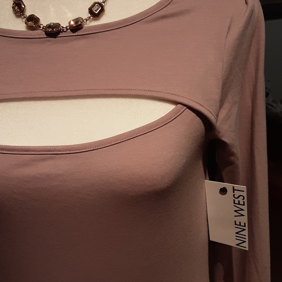NINE WEST TAN Blouse Spandex - Picture 3 of 5